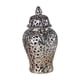 thumbnail image 3 of Jarrón de porcelana con forma de jengibre y flores con tapa, adorno decorativo delicado. Plata, 3 of 9