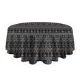 thumbnail image 5 of Black Christmas Folk Pattern Round Tablecloth 60"x60",Wrinkle Wipeable Table Cloth for Kitchen Dining Room Picnic Patio Party, 5 of 6