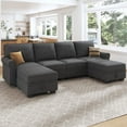thumbnail image 2 of HONBAY 102.4" Contemporary U-Shaped Sectional Storage Sofa and Hidden Storage with Ottomans for Living Room and Apartment, Dark Grey, 2 of 10
