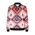thumbnail image 4 of JURANMO Womens Zip Up Sweatshirts Jackets with Pockets Long Sleeve Casual Loose Bomber Jacket Vintage Ethnic Print Flight Jacket Outwear Pink XXL Today's Deals, 4 of 6