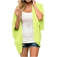 thumbnail image 2 of Odeerbi Chiffon Sun Shirts for Women Puff Sleeve Sunscreen Kimono Cardigan Loose Beach Cover Ups Casual Tops Yellow, 2 of 8