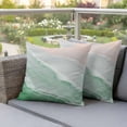 thumbnail image 3 of Outdoor Pillow Covers Pack of 2, Ombre Sage Green Waves Waterproof Throw Pillowcase Cushion Cases, Abstract Bohemian Beach Decorative Pillow Cover for Couch Sofa Home Bed Patio, 3 of 9