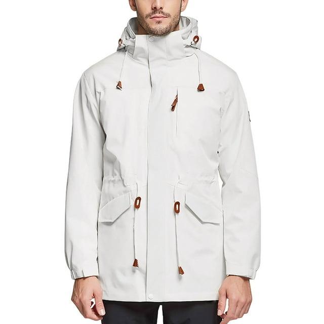 Simua Men's 3-in-1 Detachable Hood Waterproof Jacket - Windproof Breathable Outdoor Climbing Sport Coat with Multiple Pockets for All-Weather Protection