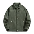 thumbnail image 2 of WREESH Mens Corduroy Jacket Loose Lapel Button Up Shackets Soft Lightweight Outdoor Jacket Fall Casual Outwear Olive Green, 2 of 5