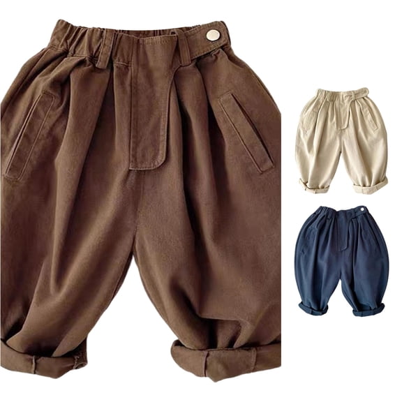 SONXAHE Infant Boy's Pleated‑Waist Harem Pants Solid‑Tone Casual Pants Daily Play Bottoms