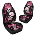 thumbnail image 3 of Chririnla Car Accessories Gothic Skull Pink Bow Tie Print Car Seat Covers for Women Men Durable Front Bucket Seat Cover Protection Universal Fit Trucks SUV Van Car Decor, 3 of 7