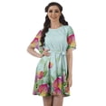 thumbnail image 1 of Moomaya Casual Summer Moss Georgette Bell Sleeves Womens Jewel Neck Sundresses, 1 of 6