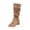 Khaki, variant on Purcolt Mid-Calf Boots for Womens Vintage Trendy Ruched Pointed Toe Block Heel Booties Comfort Casual Non-Slip Pull-on Western Cowgirl Boots