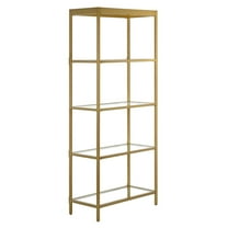 HomeRoots 70" Gold Metal And Glass Four Tier Etagere Bookcase