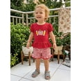 thumbnail image 6 of Loicainy Toddler Kids Girl Back to School Clothes Set 18 24 Months 2T 3T 4T 5T 6T Pencil Embroidery Short Sleeve Tops and Plaid Shorts Outfits Set, 6 of 9