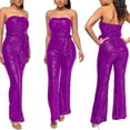 thumbnail image 6 of HJYCHN Elegant Women's Sleeveless Strapless Sequined Jumpsuit for Evening Party and with Comfortable Stretch Fit and Fashionable Design Purple L, 6 of 6