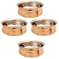 thumbnail image 2 of Prisha India Craft Copper Tableware Serving Bowl Indian Serveware Handi Set Tureen Copper Stainless Steel Serving Dishes, Set of 4, (16-Ounce), 2 of 7
