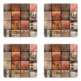 thumbnail image 1 of Antique Coaster Set of 4, Assortment of Different Wooden Architecture Elements Timber Door Key Print, Square Hardboard Gloss Coasters, Standard Size, Chocolate Brown, by Ambesonne, 1 of 2