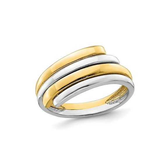 Gem & Harmony 14K Yellow and White Gold Polished Crossover Band Ring (SIZE 7) for Women