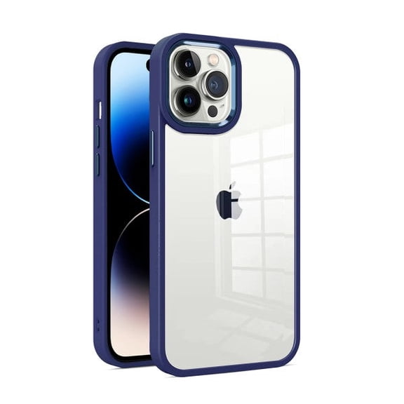 Clear Case Designed for iPhone 14 Pro Heavy Duty Clear Case, Shock Proof,Shatter Resistant, Protective Silicone Bumper Phone Case Slim Transparent Cover for iPhone 14 Pro, Color Navy