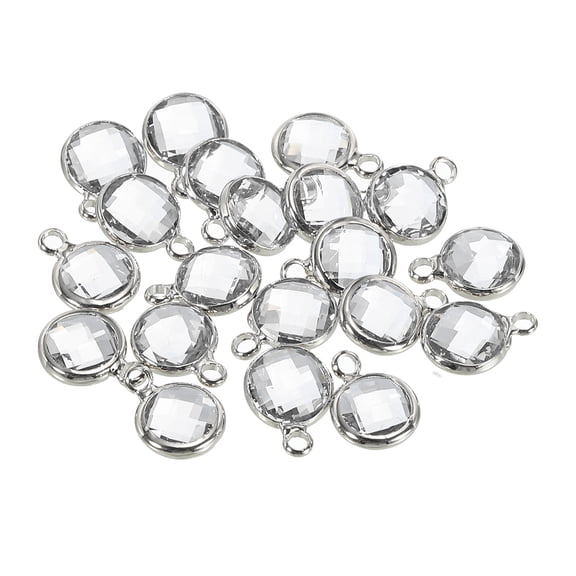 Crystal Birthstone Charm April Pendant Drop Beads Clear for Jewelry Making, Bracelets, Pack of 20
