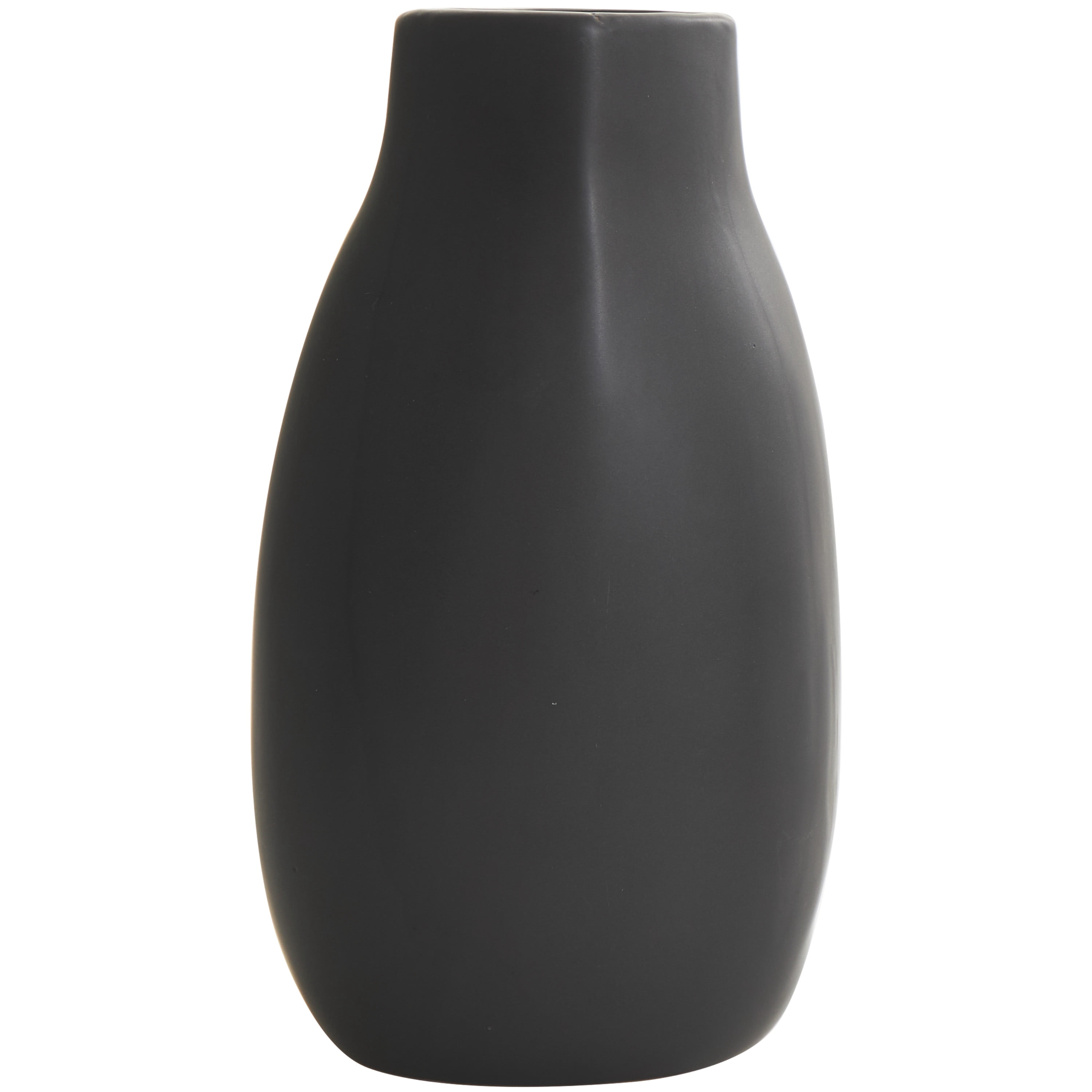 DecMode 5"W, 9"H Minimalistic Dimensional Black Ceramic Vase with Varying Shapes, Set of 3