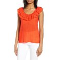 thumbnail image 1 of Endless Rose Women's Scoop Ruffle Neck Flounce Top In Orange Size S $69, 1 of 1