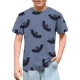 thumbnail image 4 of Kids Bat Print T-Shirt Spooky Halloween Short Sleeve Top Soft Breathable Graphic Shirt Halloween Cartoon Shirts School Party Daily Wear, 4 of 5
