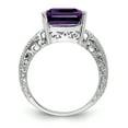 thumbnail image 3 of Primal Gold 14 Karat White Gold 12x10mm Emerald Cut Amethyst and AA Diamond Ring, 3 of 7