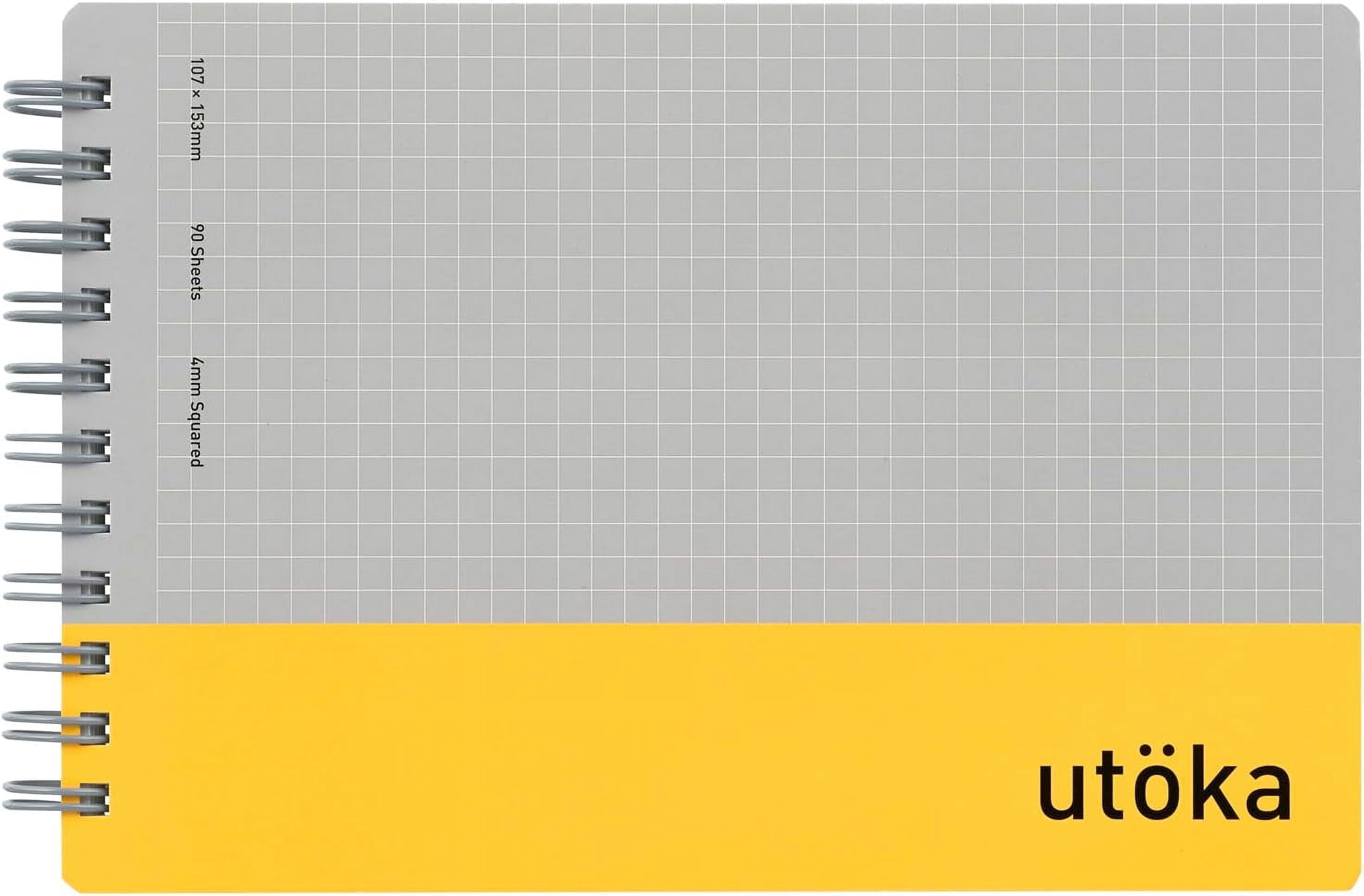 Utoka Pocket Size Notebook 4mm Graph Yellow 90 Sheets 4.2 x 6.5 5 Pack