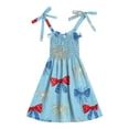 thumbnail image 5 of Povozer Breathable Cotton Patriotic Dress Girls Fashion Girls Comfortable Breathable Independence Day Dress Fashion Casual Camisole Dress,Size 3-4 Years,Sky Blue, 5 of 5