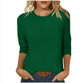 thumbnail image 3 of TAGOLD Summer Casual Tops,Plus Size T-shirt Blouse for Womens, Fashion Women's Casual Print Round Neck 3/4 Sleeve T-shirt Blouse, 3 of 5