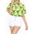 thumbnail image 2 of LA LEELA Women's Casual Beach Hawaiian Blouses Shirt Dressy Blouse Short Sleeve Button Up Dress Tops Tee Shirts T Shirts for Women M Banana Leaves, Autumn Green, 2 of 5