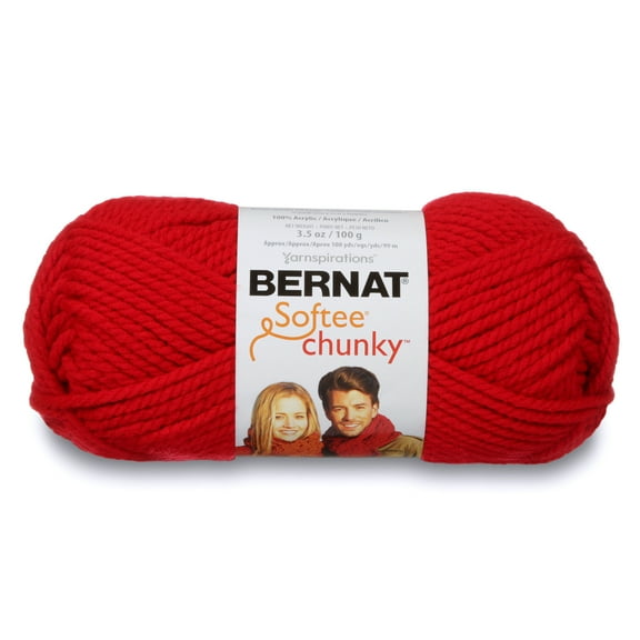 Bernat® Softee Chunky Sb™ #6 Super Bulky Acrylic Yarn, Berry Red 3.5oz/100g 108 Yards