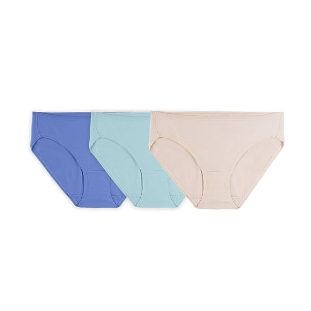 Bikini Fruit of the Loom para dama, Colección 360⁰ Stretch Comfort Cotton, Multicolor Talla 8, 3 Piezas
