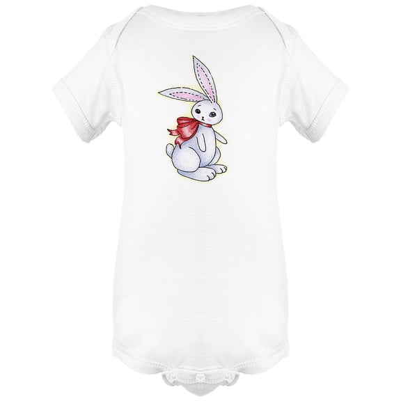 Sad Bunny With Red Bowtie Sticke Bodysuit Infant -Image by Shutterstock,  Newborn