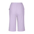 thumbnail image 4 of CheerKidz Womens Solid Color Capris with Pockets Loose Fit Casual Capri Pants Dressy Lightweight Ladies Baggy Cargo Pants for Hiking(Purple,S), 4 of 7