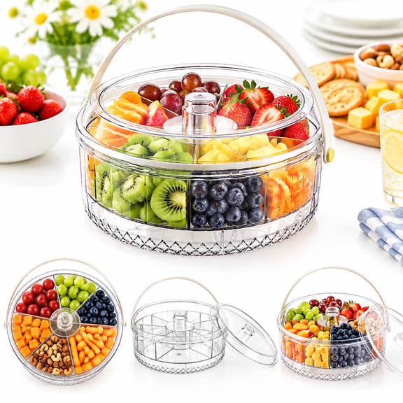 Fruit Tray for Party, Serving Platters for Snacks, Fruit, Holiday Food Tray Variety Snacks, Pantry Organization in Kitchen & for Festivals Parties Clear