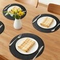 thumbnail image 2 of Placemats Set of 6 Leather Round Placemats for Kitchen Dining Table Decor Table Placemats Wipeable Table Mat Black 13*13inch, 2 of 6