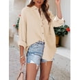 thumbnail image 2 of DOPI Women's Casual Loose Cotton Linen Blouse Button Up Long Sleeve Shirt Tops, 2 of 7
