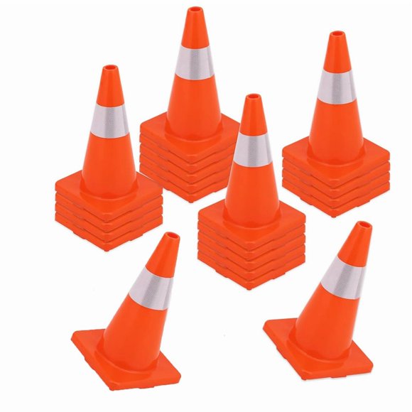 20Pack Collapsible Traffic Safety Cones,18 Inch Traffic Cones with Reflective Collar,PVC Parking Cones Construction Cones Orange Cone for Parking Lot, Driveway Road, Traffic Control
