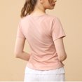 thumbnail image 4 of JGGSPWM Womens Fashion Sporty Solid Color Breathable V Neck Casual Running Curve Hem Summer Tee Tops Clothings Pink 2XL, 4 of 4