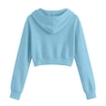 thumbnail image 4 of Luvrsol Hoodies Women Cropped Jacket Button Front Hooded Long Sleeve Drawstring Top with Pockets S-2XL, 4 of 7