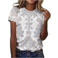 thumbnail image 2 of Aobny Plus Size Spring Womens Tops White T-Shirt Short Sleeve Western Crew Neck Womens Summer Tops, 2 of 5