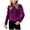 Hot Pink, variant on Velvet Top for Women's Elegant Puff Long Sleeve Shirt Casual Mock Neck Vintage Glitter T-Shirt Blouse