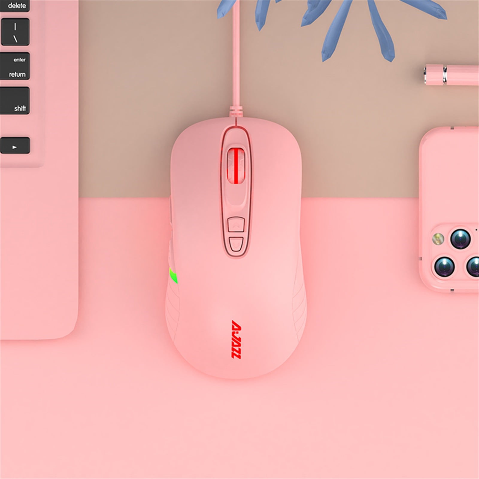 YZEGDCH Electronics AJ125 7-button sensor 10000 DPI wired gaming mouse for desktop PC notebook,Pink