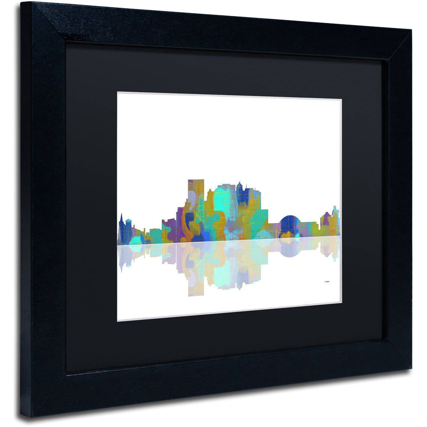 Trademark Fine Art "El Paso Texas Skyline" Canvas Art by Marlene Watson Black Matte, Black Frame