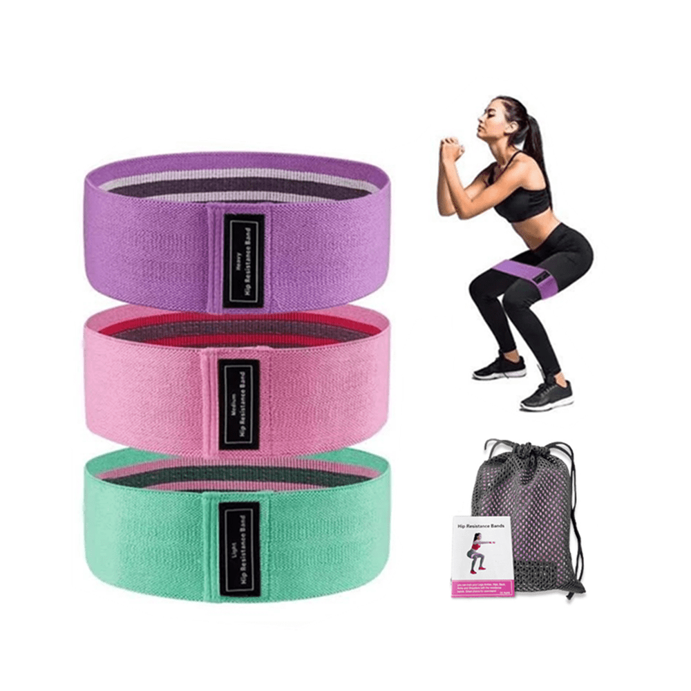 Set of 3 Resistance Exercise Loop Bands Fitness Home Gym Yoga Glutes Trainer