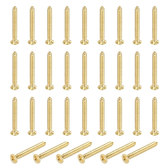 36 Pcs Brass Screws, M3 x 25mm Solid Phillips Flat Head Self-Tapping Wood Screw Fasteners for Woodworking Furniture Repair Photo Frame Drywall Home Appliances