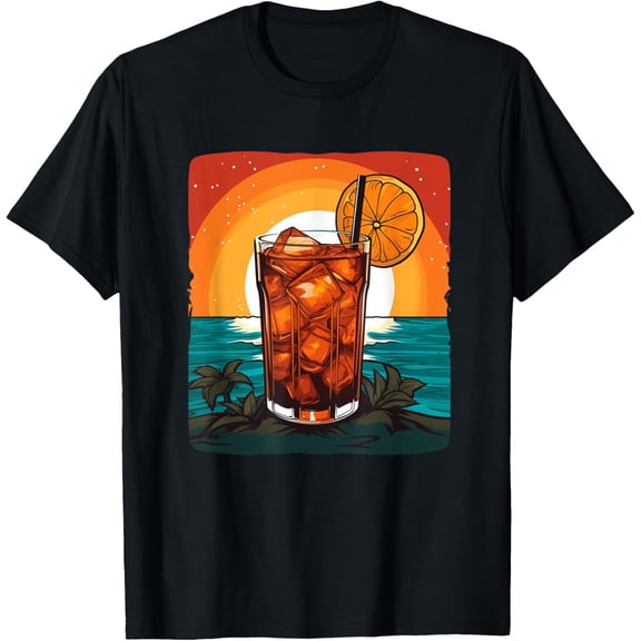 Long Island iced tea with Sunset for Cocktail Lovers T-Shirt men and women can wear, black, white, gifts