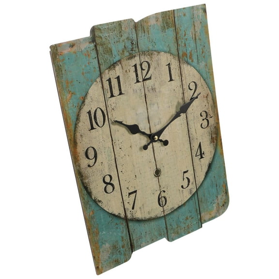 Clispeed Rustic Wall Clock Decorative Wood Olive Green 1Pack