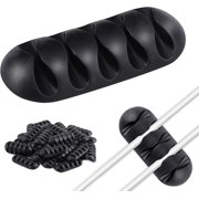 Adhesive Wire Clips 30 Pack, 5 Slots Charger Wire Holder Black Cord Organizer Clips Cable Holder Cable Management for Charging Cable, USB, Mouse Cord, Power Cord, Phone Charger CordHome&Office