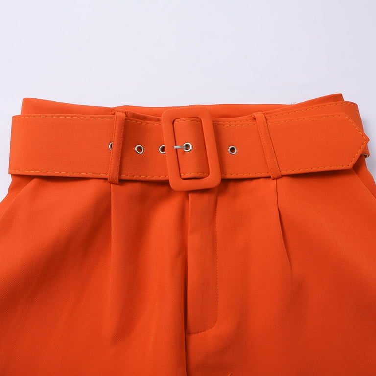 orange cotton dress pants Hfyihgf Womens Stretch Dress Pants Front Seam Casual Slacks Pants Elegant Straight Wide Leg High Waist Suit Trousers for Office Work Business(Orange,XL)