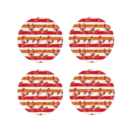 

Tideii Red Lobster for Leather Coasters 4 Pieces Anti-fouling and Anti-scalding Decorative Coasters Suitable for Restaurants Kitchens Coffee Shops-Round Shape