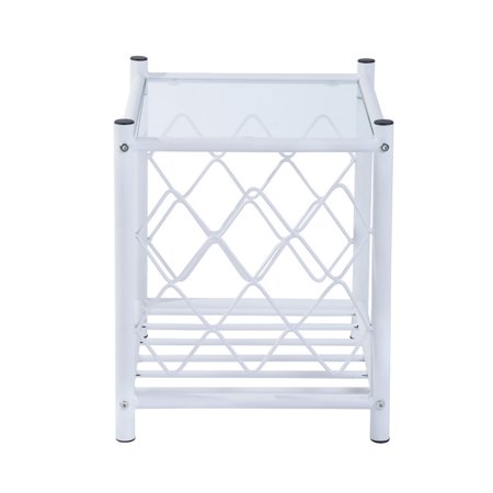 Furniturer Glass Nightstand With 2 Layers Square End Table Walmart Canada